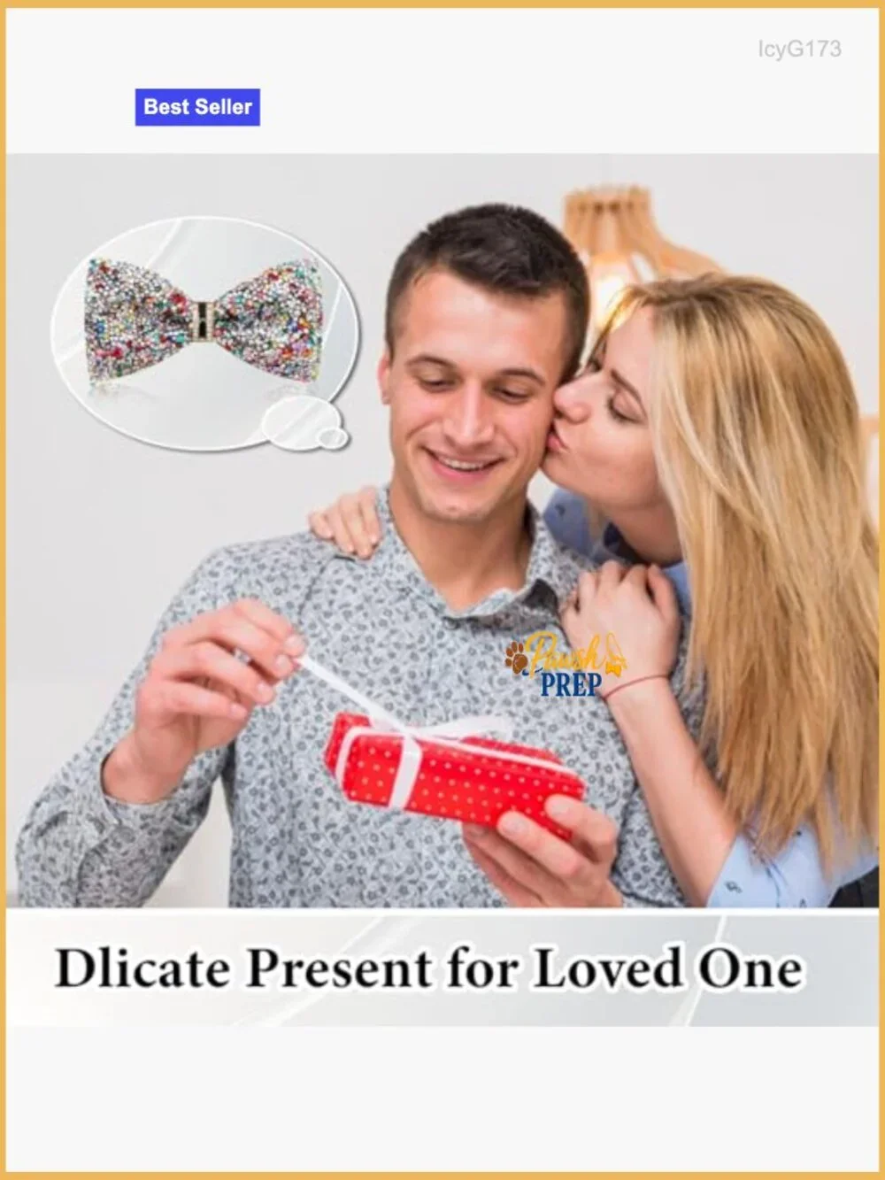 Rhinestone Sparkle Bow Tie for Men, Adjustable Pre-tied Wedding Party Prom